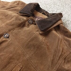 Knightsbridge Jacket Mens L Brown Suede Leather Button Front Blazer Coat Biker